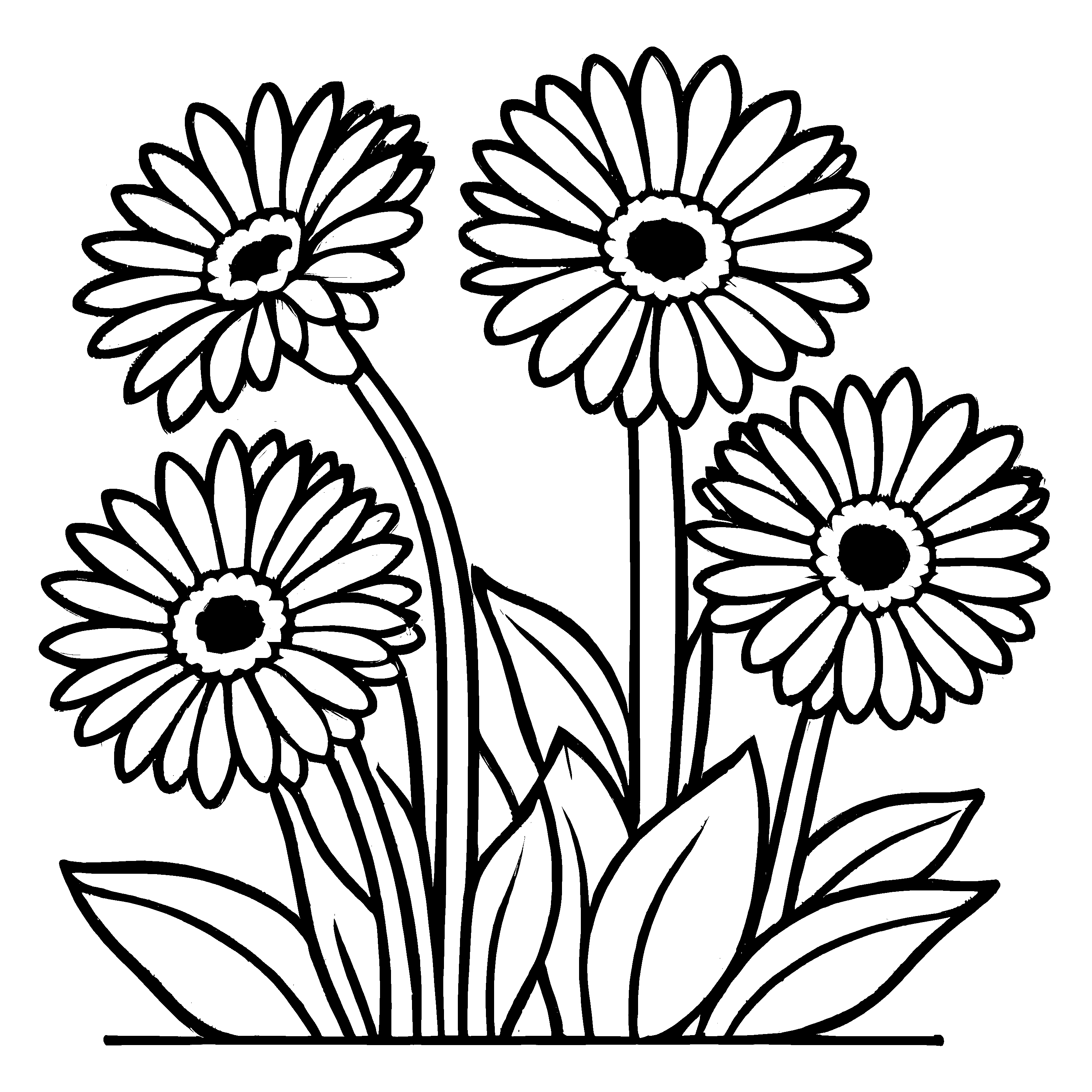 Lustiges Gerbera-Malbild zum künstlerischen Entfalten