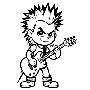 Detailreiche Rockstars-Malvorlage zum kreativen Zeitvertreib