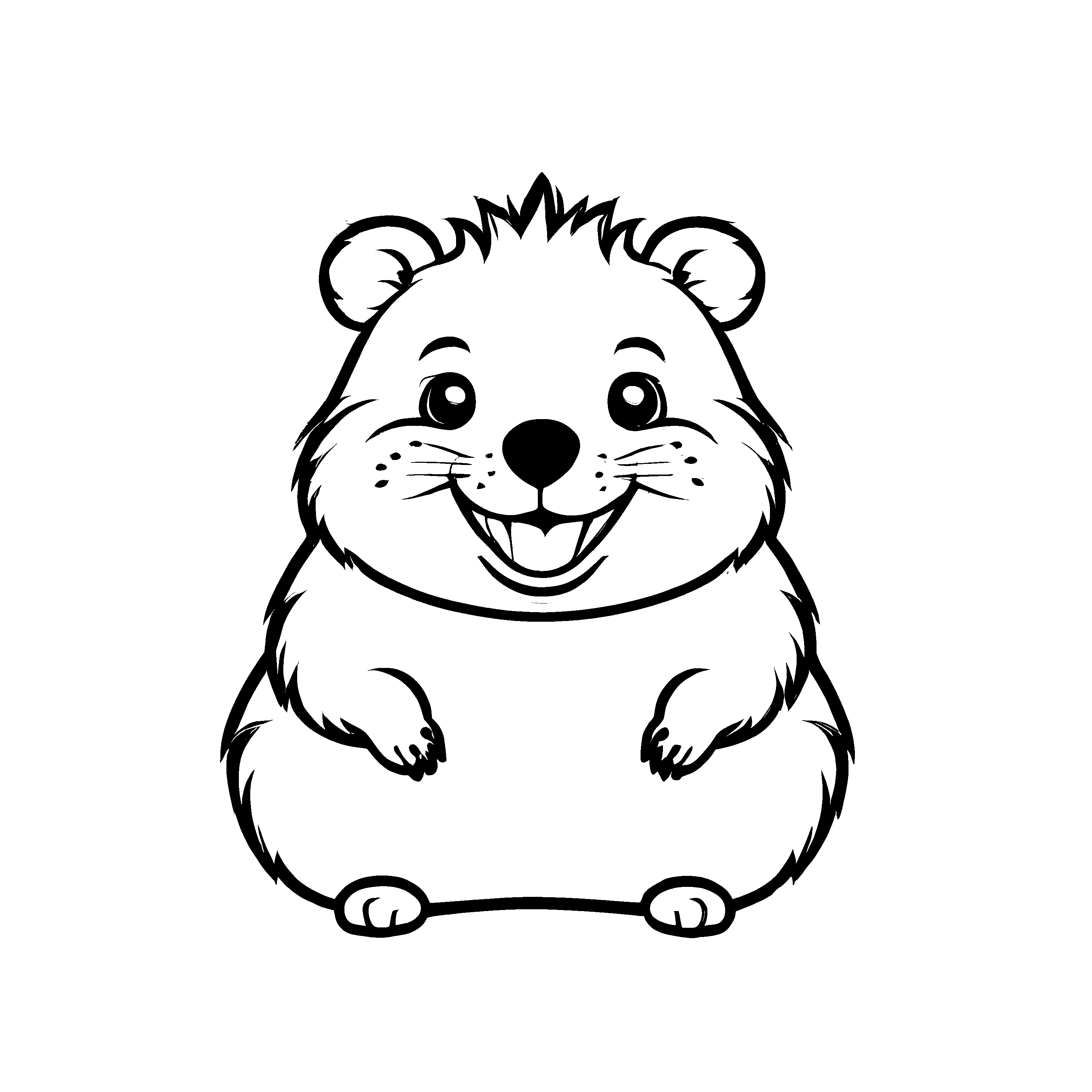 Kindgerechte Quokkas-Ausmalvorlage für kleine Künstler
