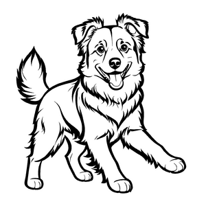 Zauberhaftes Australian Shepherds-Malbild für bunte Malfreude
