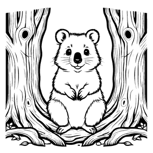 Einfache Quokkas-Ausmalvorlage für den Bastelspaß