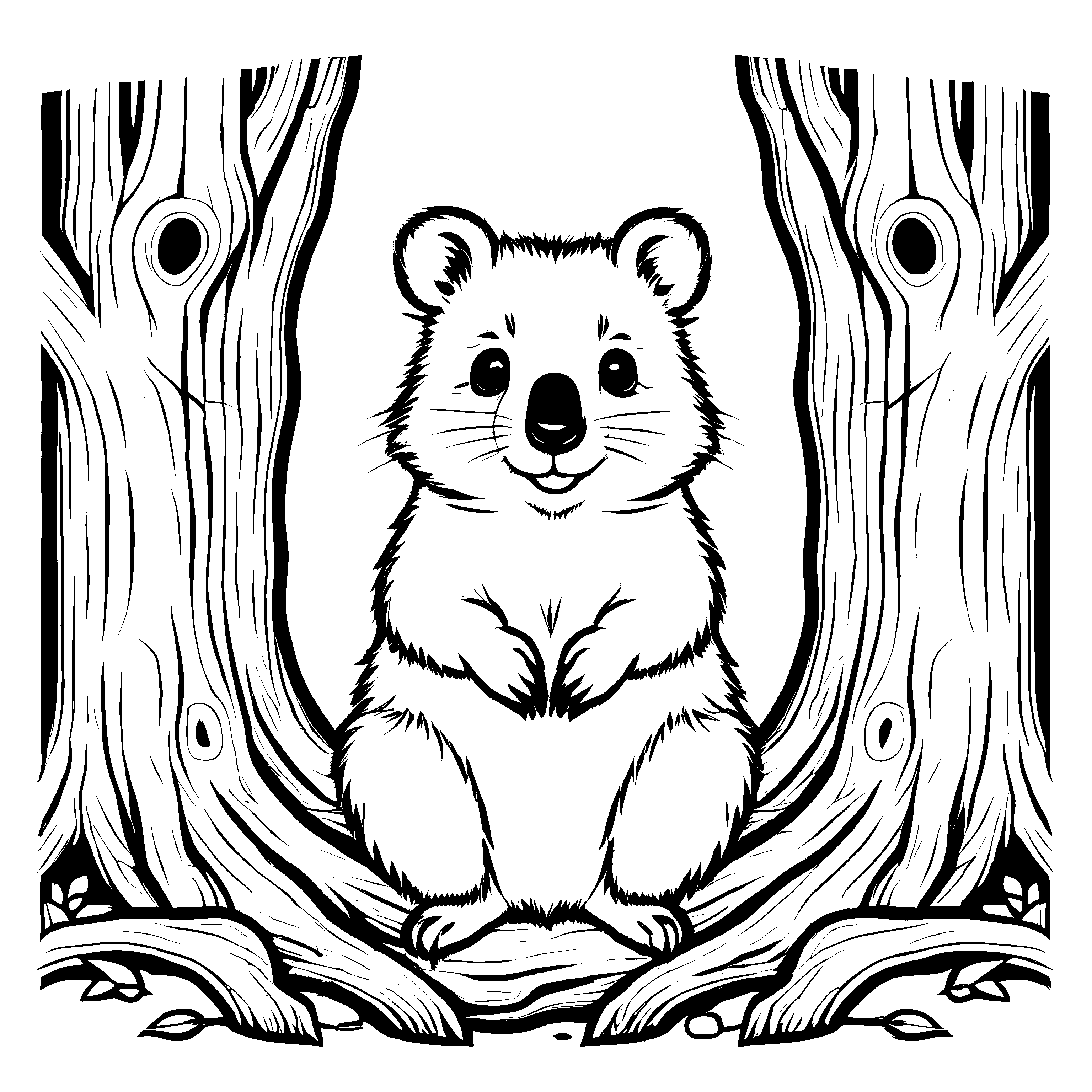 Einfache Quokkas-Ausmalvorlage für den Bastelspaß