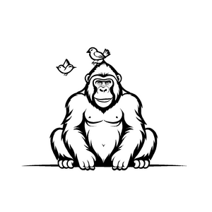Fröhliches Gorillas-Ausmalbild für Kinder