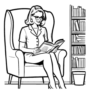 Verspielte Bibliothekare-Malvorlage für den Bastelspaß