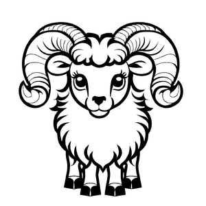 Farbenfrohe Widder-Ausmalvorlage zum kreativen Zeitvertreib