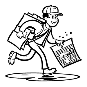 Kindgerechte Zeitungsausträger-Malvorlage für kreative Kids