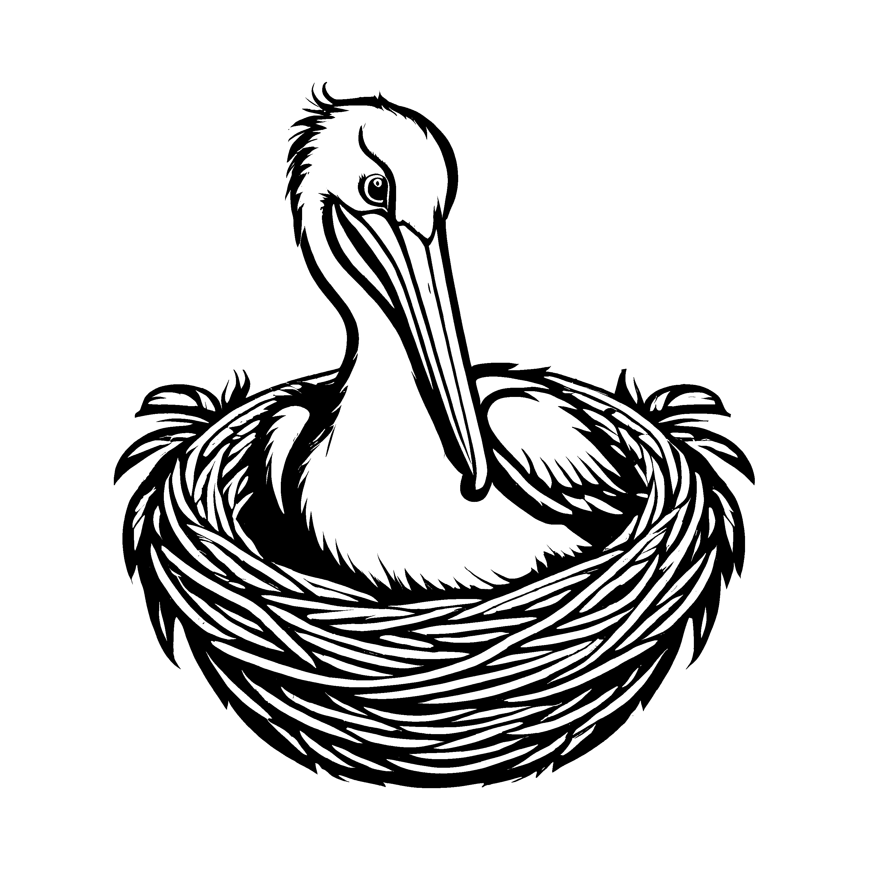 Einfaches Pelikane-Malbild zum Ausmalen