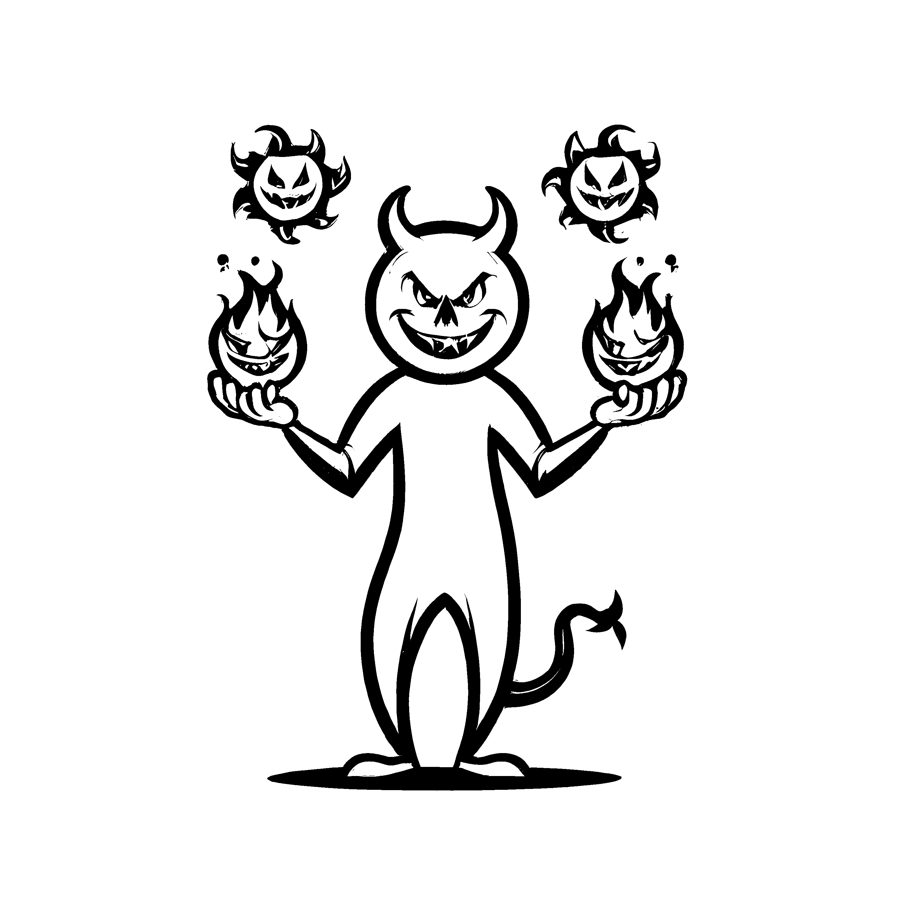 Liebevolle Teufel-Malvorlage für die ganze Familie