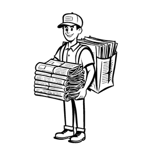 Detailreiches Zeitungsausträger-Ausmalbild für Kinder