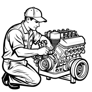 Einzigartige Automechaniker-Ausmalvorlage zum Entdecken und Gestalten