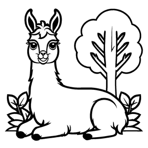 Witziges Lamas-Malbild für Kinder