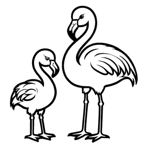 Fantastische Flamingos-Malvorlage für kleine Künstler