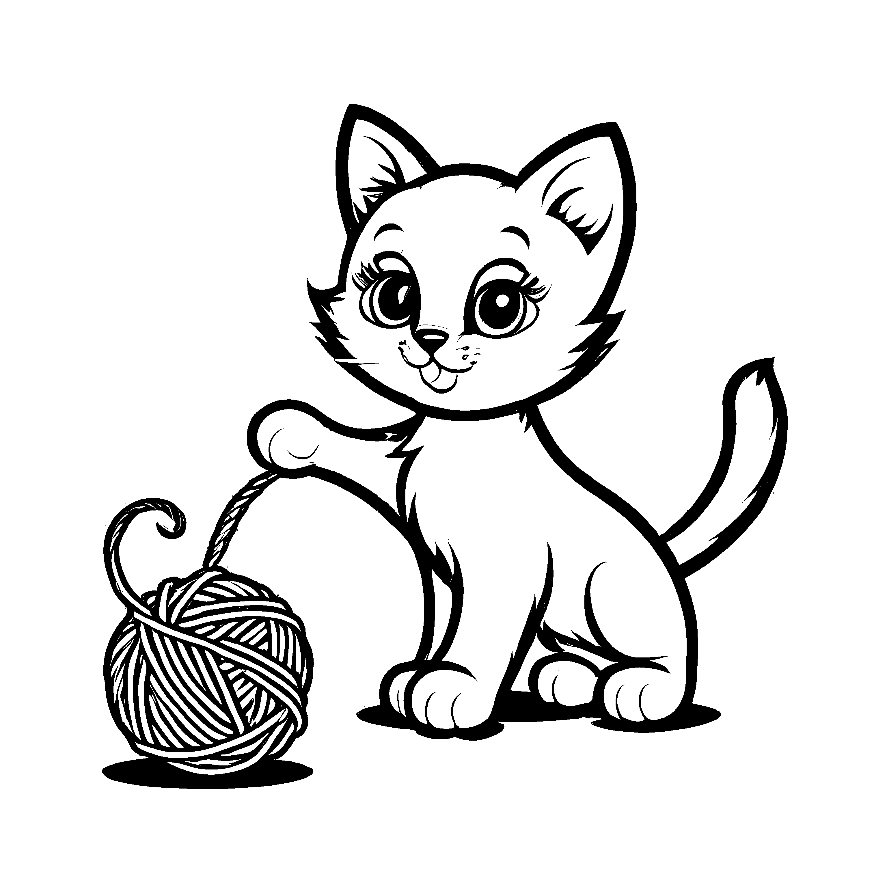 Märchenhafte Kitten-Ausmalvorlage für Kinder