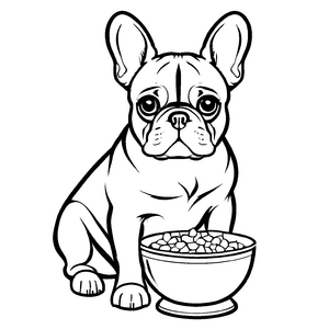 Verspieltes Französische Bulldoggen-Ausmalbild zum Basteln und Malen
