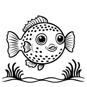 Witzige Kugelfische-Malvorlage für kleine Künstler