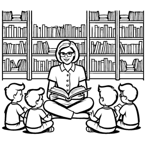 Märchenhaftes Buchverkäufer-Bastelmotiv zum Basteln und Malen