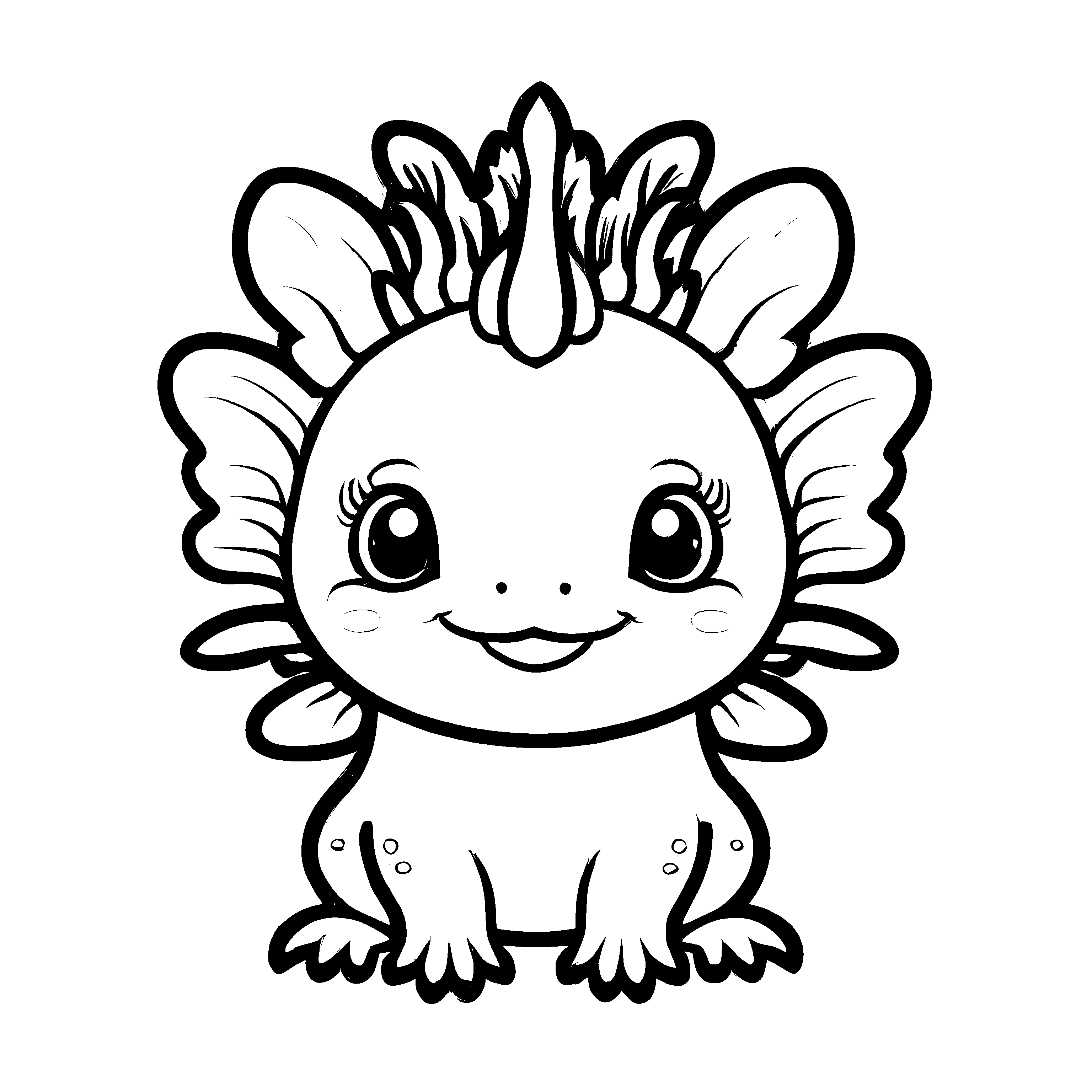 Kindgerechte Axolotl-Ausmalvorlage für Groß und Klein