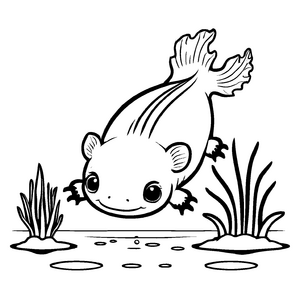 Spannendes Axolotl-Malbild für kleine Künstler