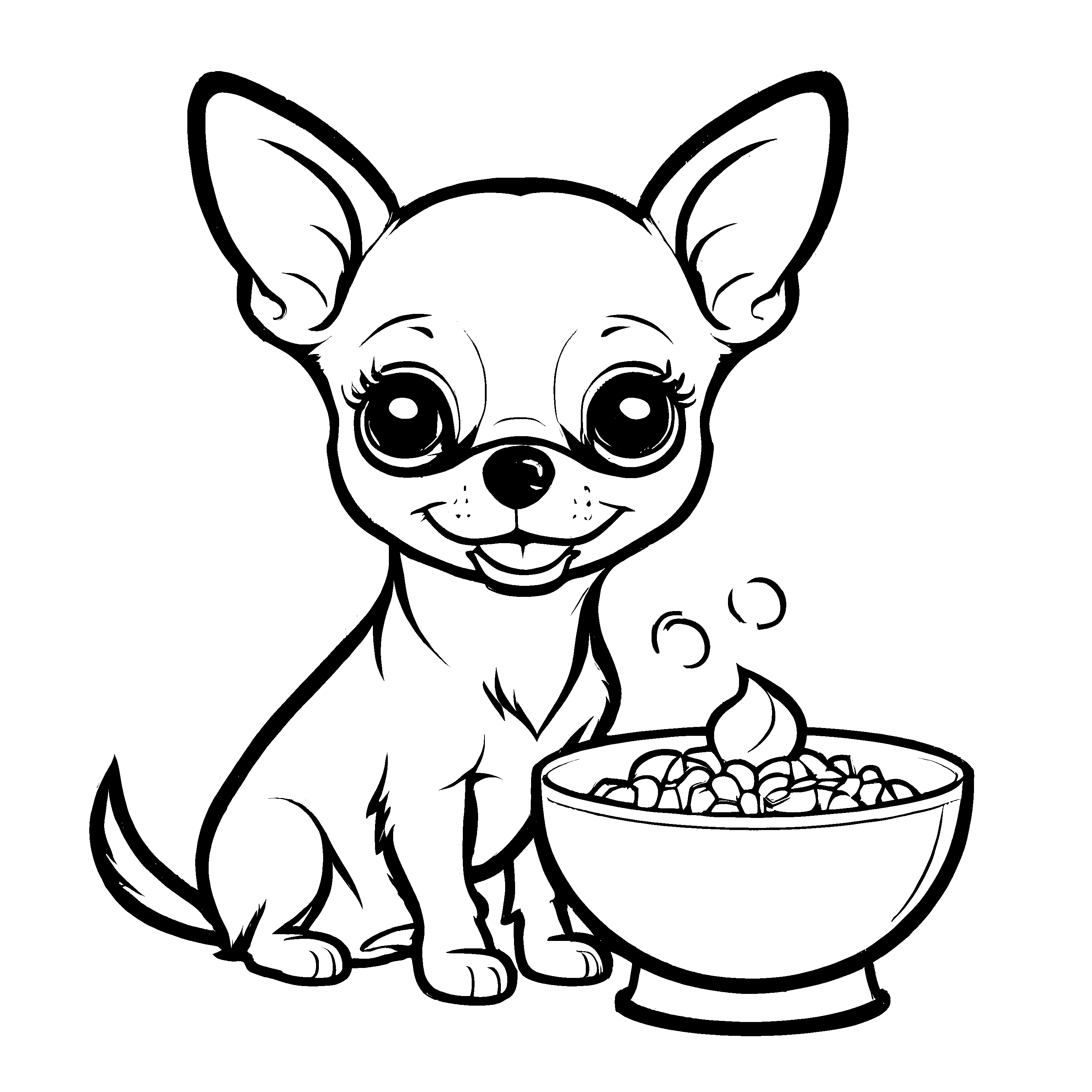 Verspielte Chihuahuas-Ausmalvorlage für die ganze Familie
