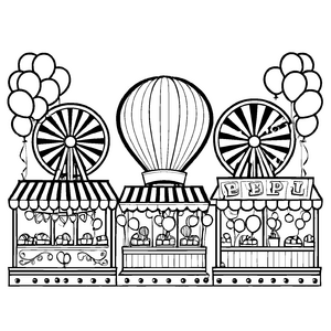 Märchenhafte Kirmes-Malvorlage für kreative Kids