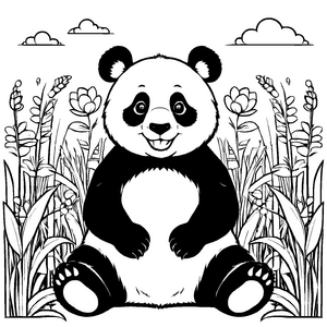 Verspieltes Pandabären-Malbild zum kreativen Zeitvertreib