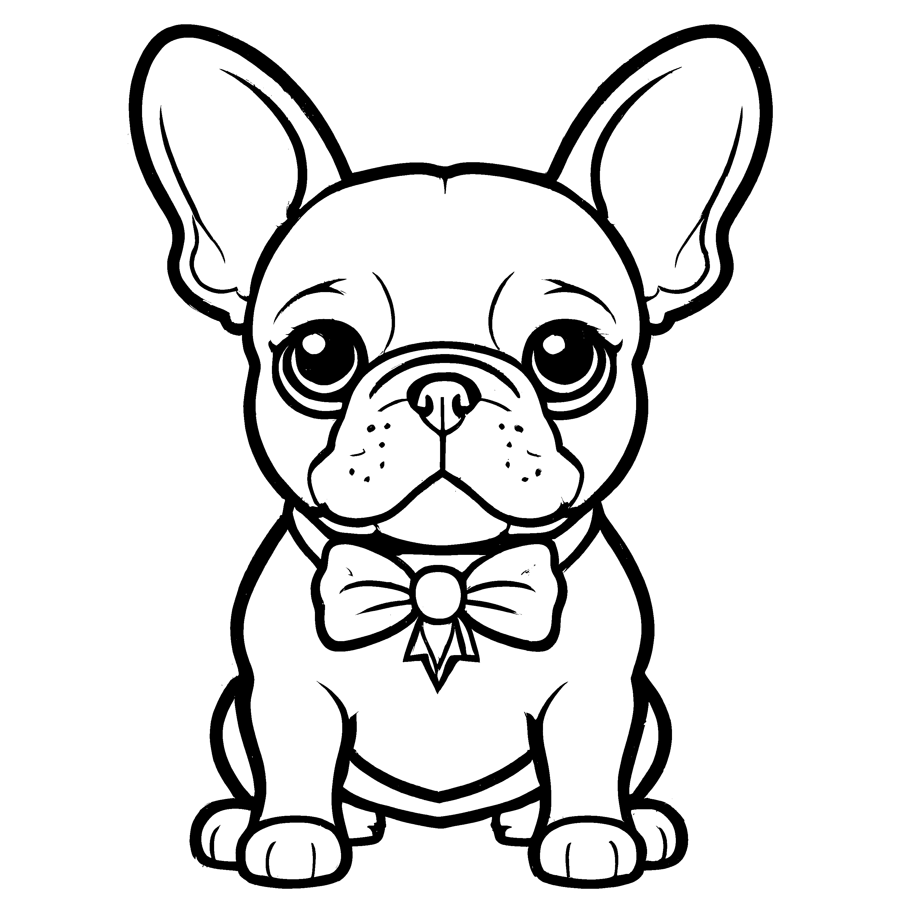Zauberhafte Französische Bulldoggen-Ausmalvorlage zum kreativen Gestalten