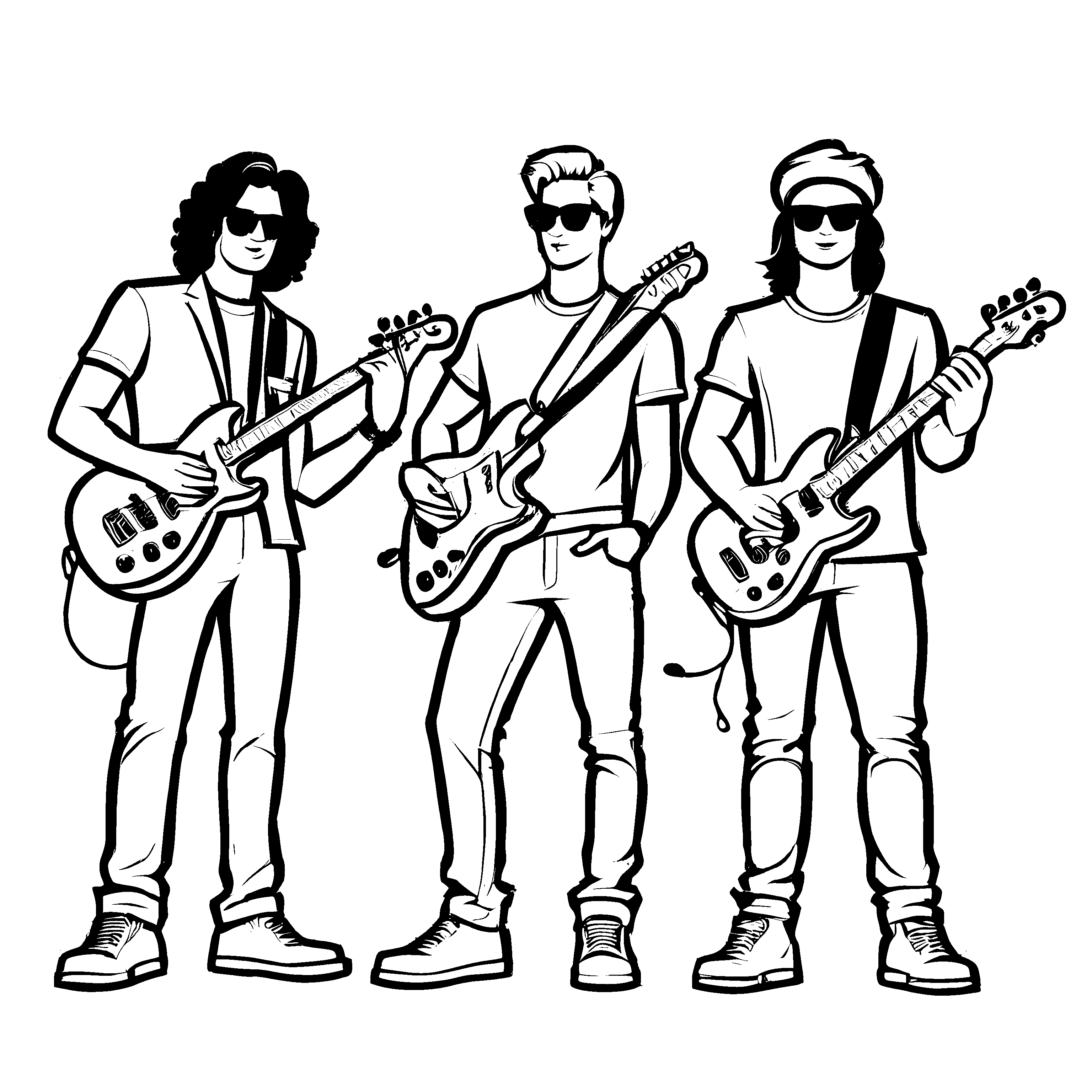 Spannende Rockstars-Ausmalvorlage für Groß und Klein