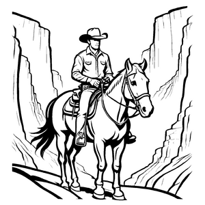 Liebevolle Cowboys-Ausmalvorlage für kreative Malstunden