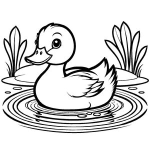 Kindgerechte Enten-Malvorlage für kreative Kids