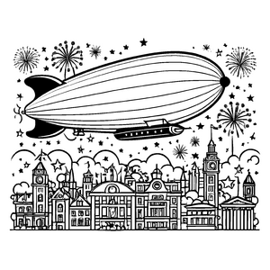 Kreatives Zeppeline-Ausmalbild für Groß und Klein