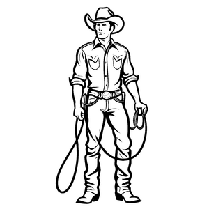 Spannende Cowboys-Malvorlage für Kinder