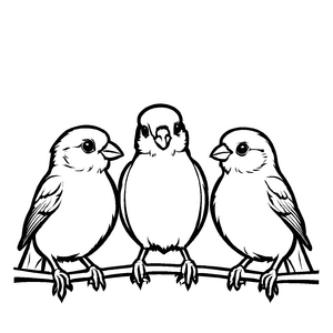 Märchenhaftes Kanarienvögel-Ausmalbild für spannende Malzeit
