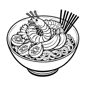 Fantastisches Ramen-Ausmalbild für kleine Künstler