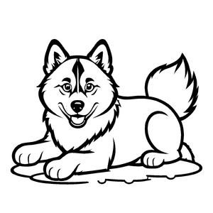 Einfache Huskys-Ausmalvorlage für spannende Malzeit