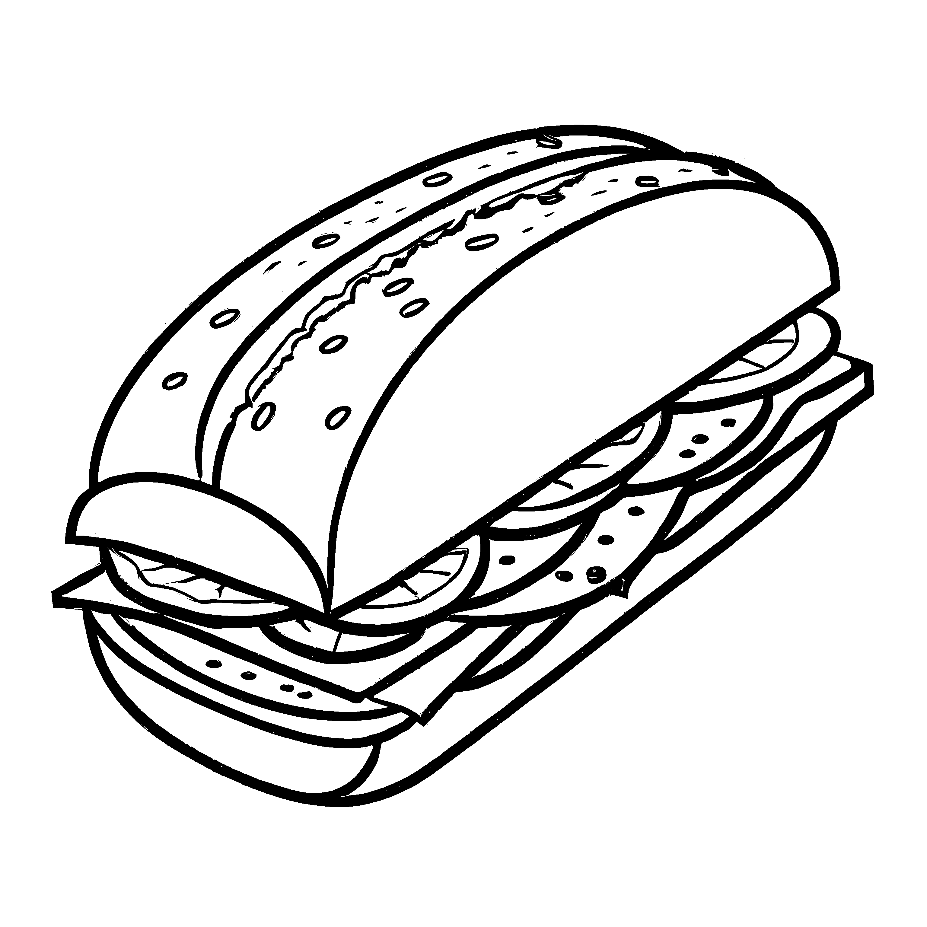 Liebevolle Brötchen-Malvorlage zum fantasievollen Ausmalen