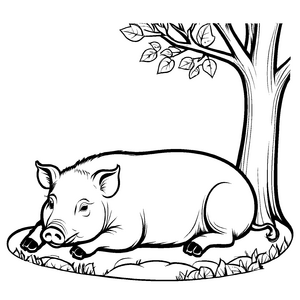 Bezaubernde Hängebauchschweine-Ausmalvorlage für Kinder