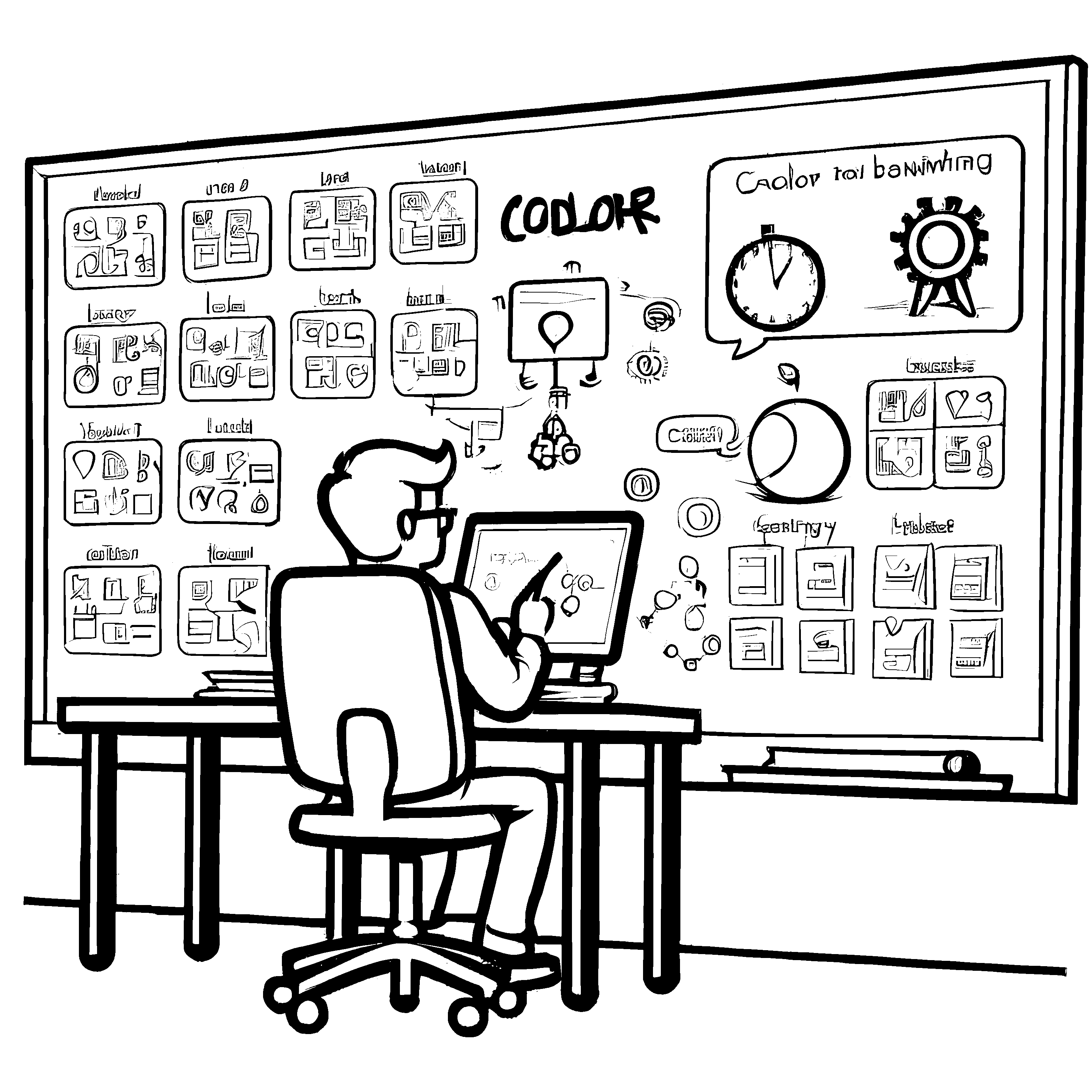 Spannendes Softwareentwickler-Bastelmotiv zum Basteln und Malen