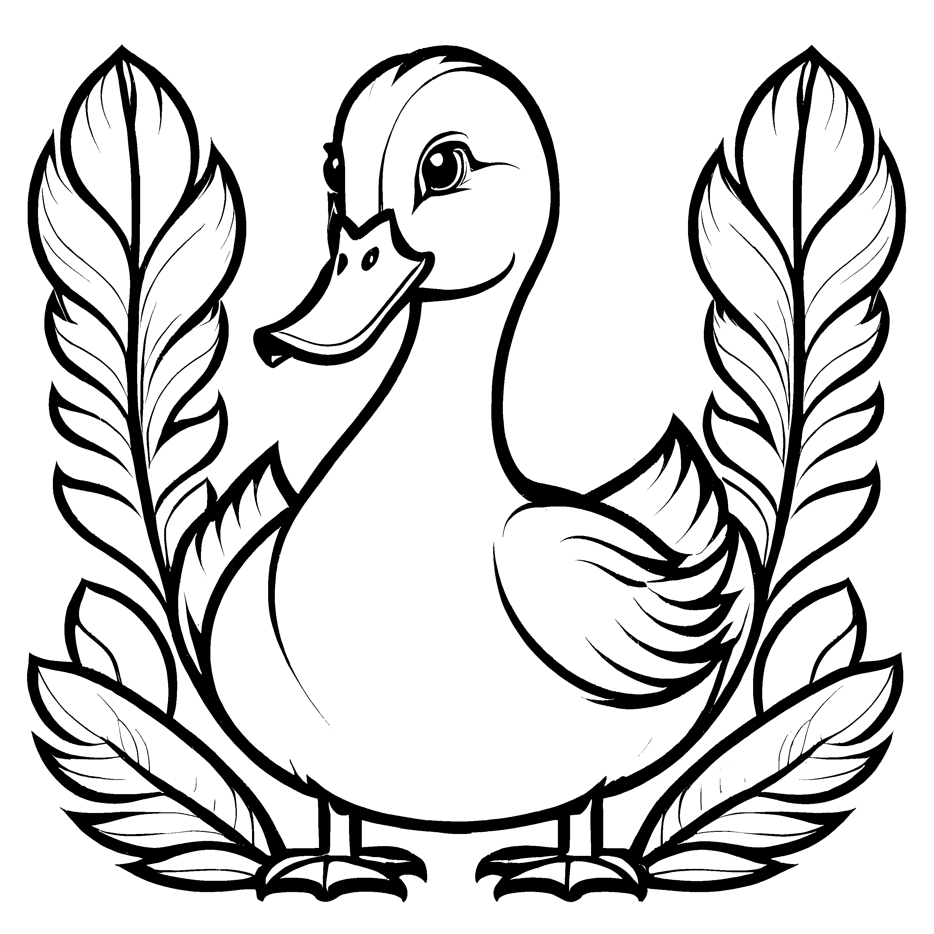 Märchenhaftes Enten-Bastelmotiv zum fantasievollen Ausmalen