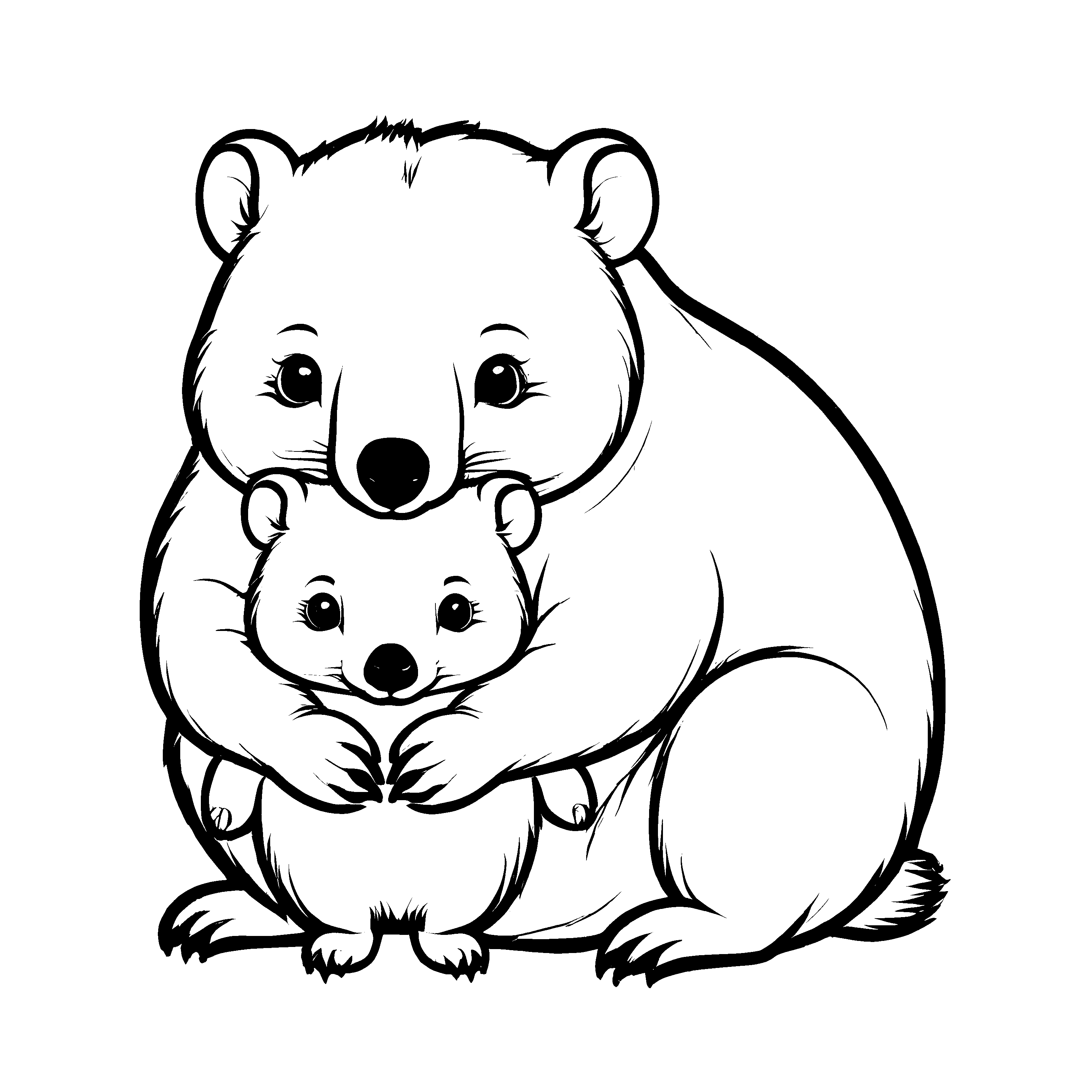 Spannende Wombats-Ausmalvorlage für kleine Künstler