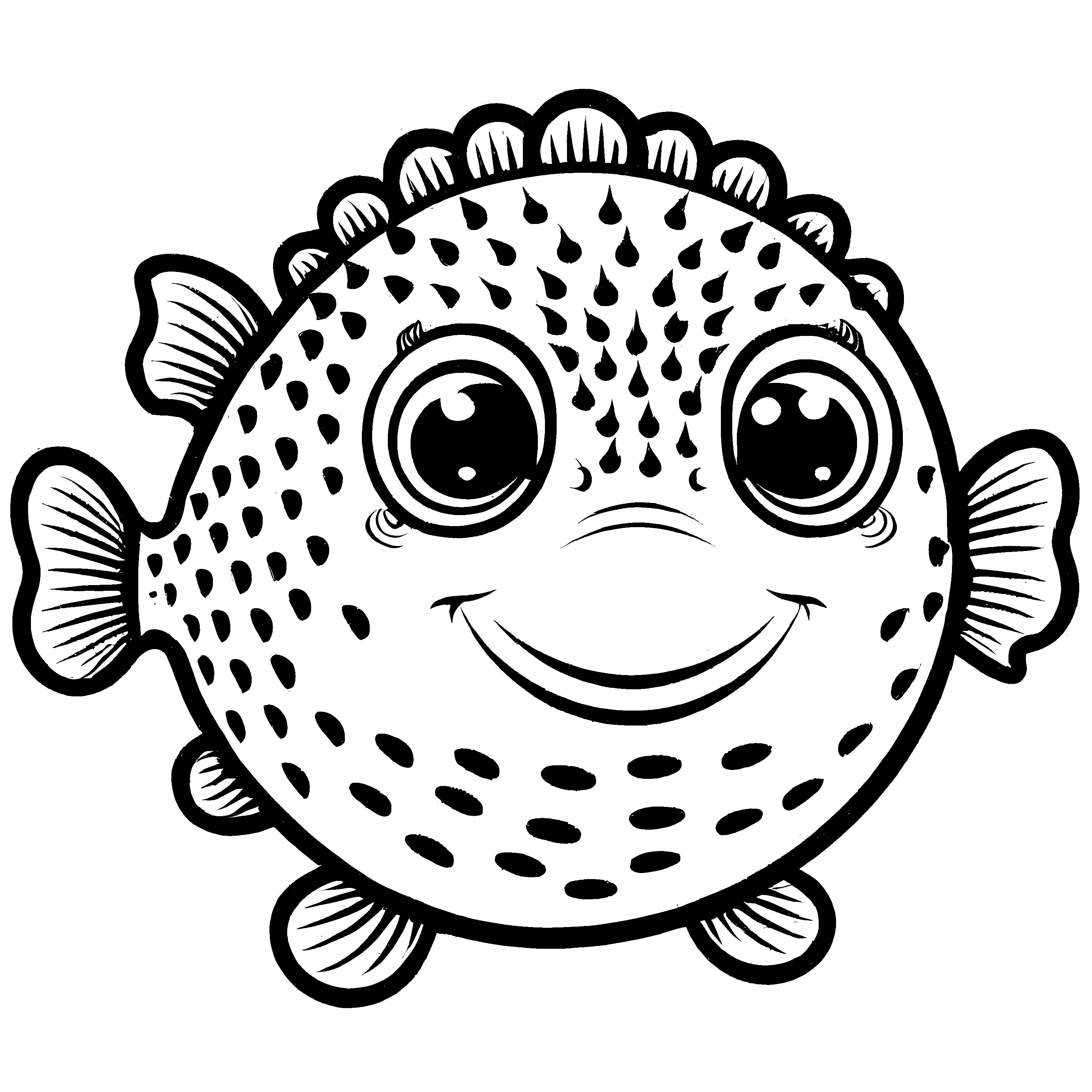 Märchenhaftes Kugelfische-Ausmalbild für kreative Momente