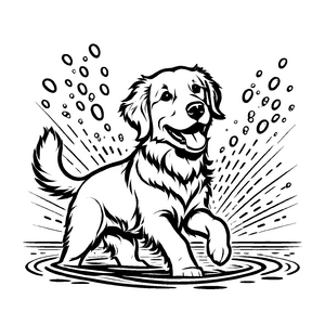 Detailreiches Golden Retriever-Malbild zum Ausmalen