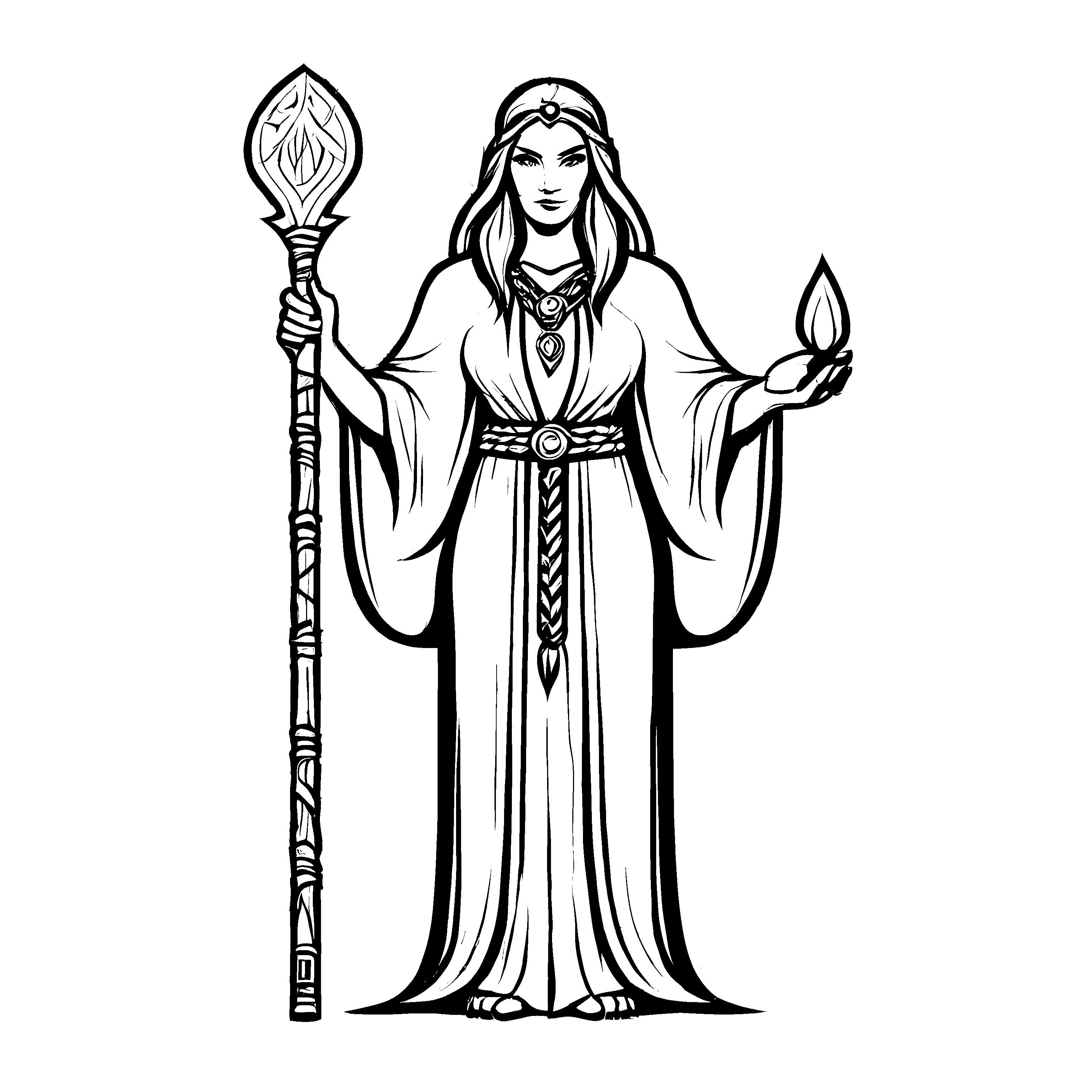 Kreative Druiden-Ausmalvorlage für kreative Momente