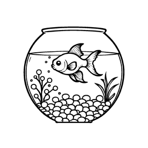 Verspieltes Goldfische-Malbild zum Basteln und Malen