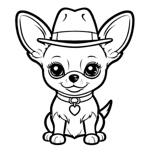 Bunte Chihuahuas-Ausmalvorlage zum Entdecken und Gestalten