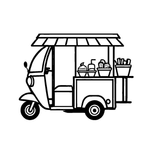 Wunderschöne Tuk-Tuks-Malvorlage zum kreativen Gestalten