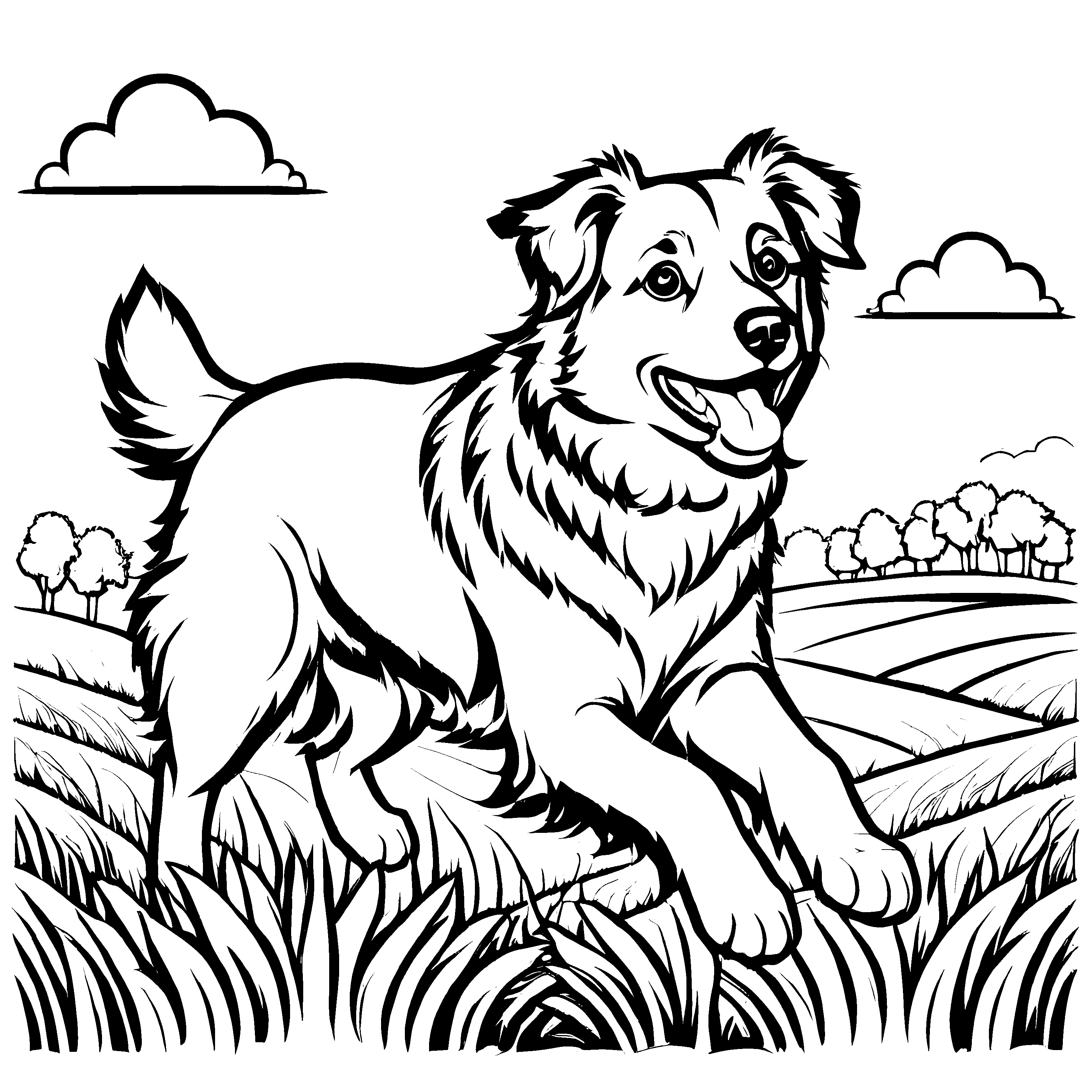 Großartiges Australian Shepherds-Malbild zum Ausmalen