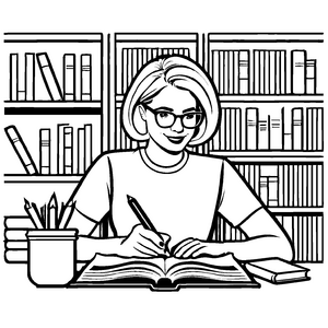 Märchenhaftes Bibliothekare-Malbild für Kinder