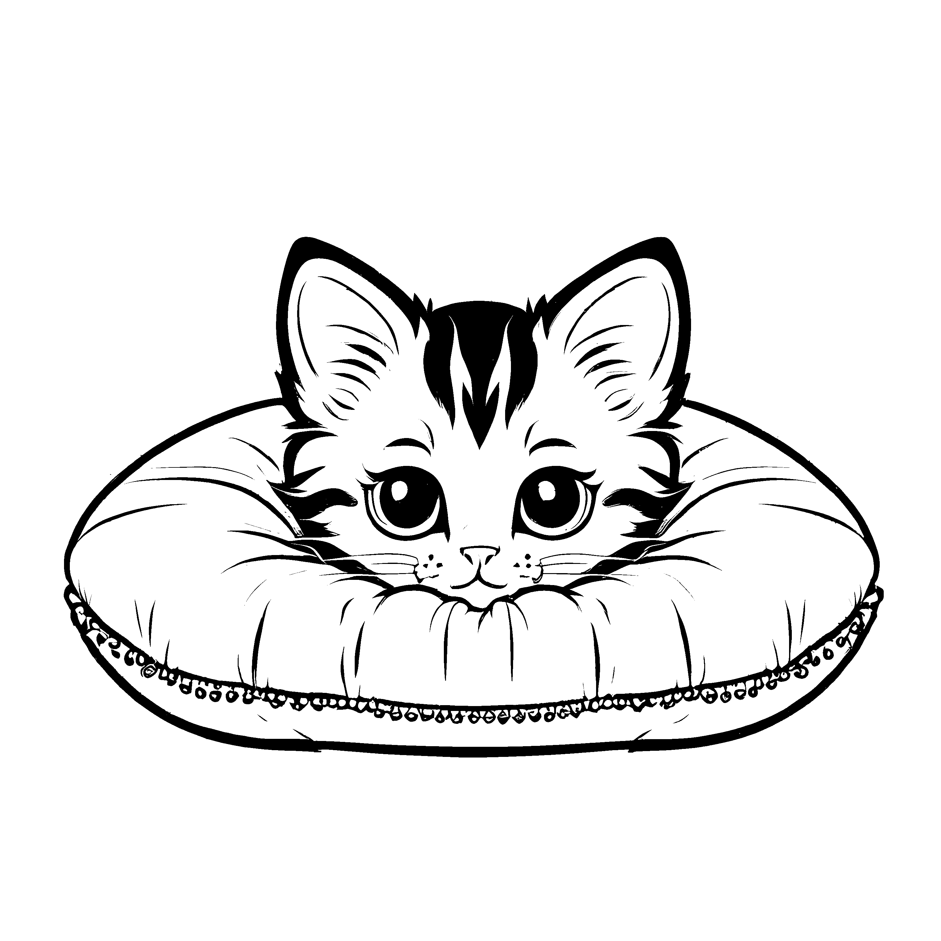 Liebevolles Kitten-Ausmalbild zum kreativen Zeitvertreib