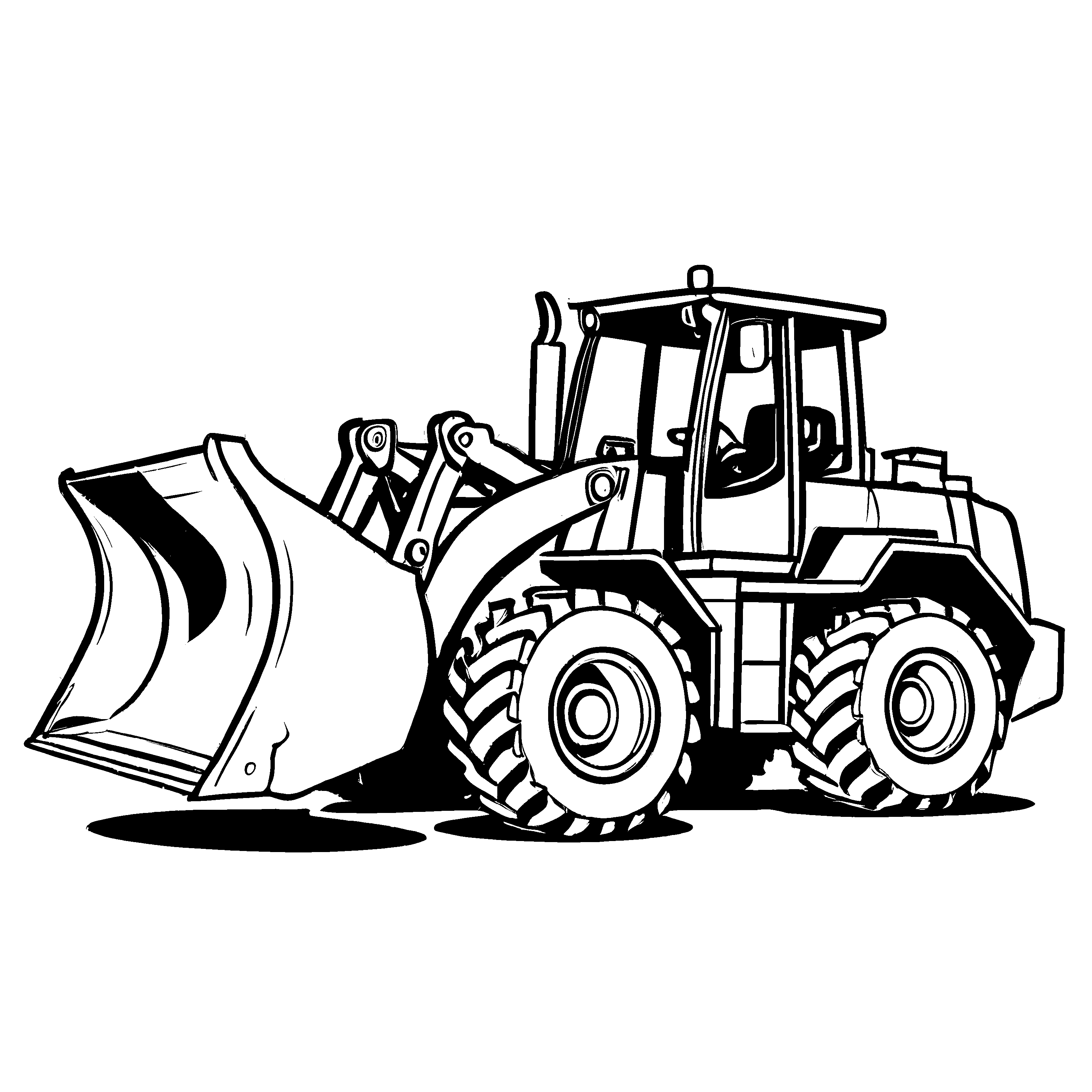 Einzigartiges Bulldozer-Ausmalbild zum fantasievollen Ausmalen