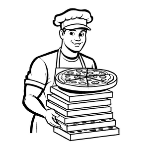 Buntes Pizzabäcker-Ausmalbild zum fantasievollen Ausmalen